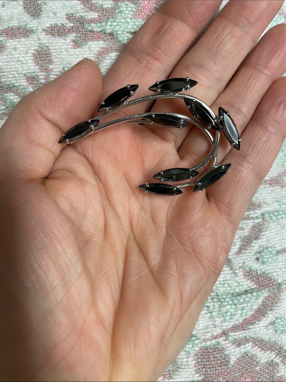 Vintage Black Marquise Crystal Branch Brooch - Women's Jewelry- like new